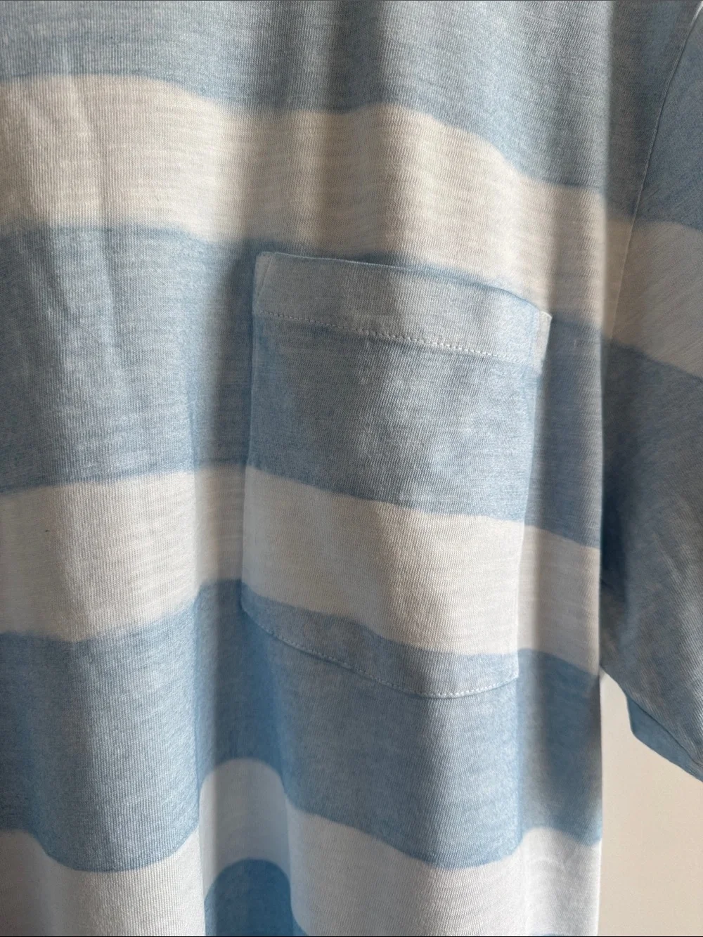 J. Crew Wide Stripe Pocket Tee - Light Blue & White